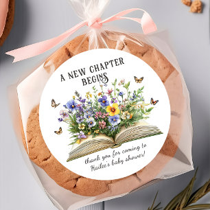 Neues Kapitel Beginnt Märchenbuch Baby Shower Aufk Runder Aufkleber