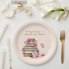 Neues Kapitel Beginnt Romantisches Buch Thema Flor Pappteller