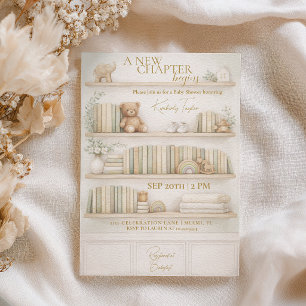 Neues Kapitel Beginnt Storybook Neutrale Babyparty Einladung