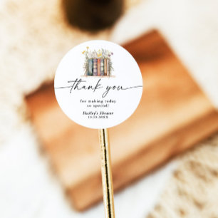 Neues Kapitel beginnt Wildflower-Baby-Party Runder Aufkleber