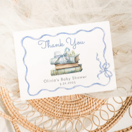 Neues Kapitel Blue Bow Baby Dusche Dankeskarte