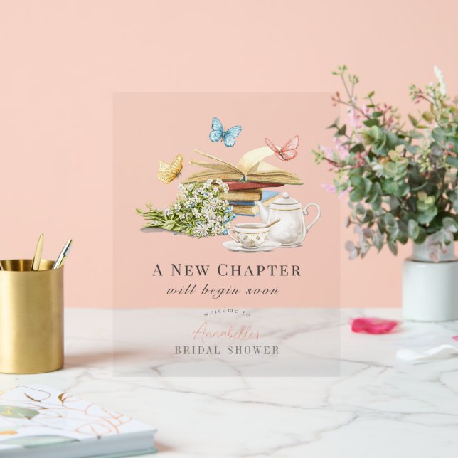 Neues Kapitel Buch Brautparty Willkommen Acrylschild (Hochzeit)