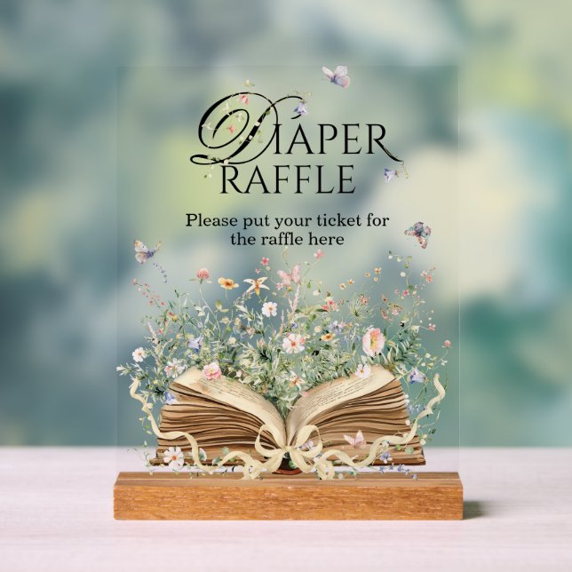 Neues Kapitel Buch Thema Wildblume Windeln Raffel Acrylschild (Neutral)