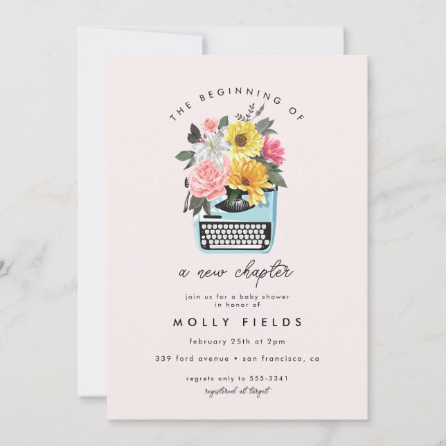 Neues Kapitel Bücher Literaturschreiben Kinderdusc Einladung (Vorderseite)