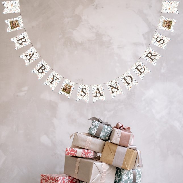 Neues Kapitel - Buchstapel Wildblumen "Baby X" Wimpelkette (Von Creator hochgeladen)