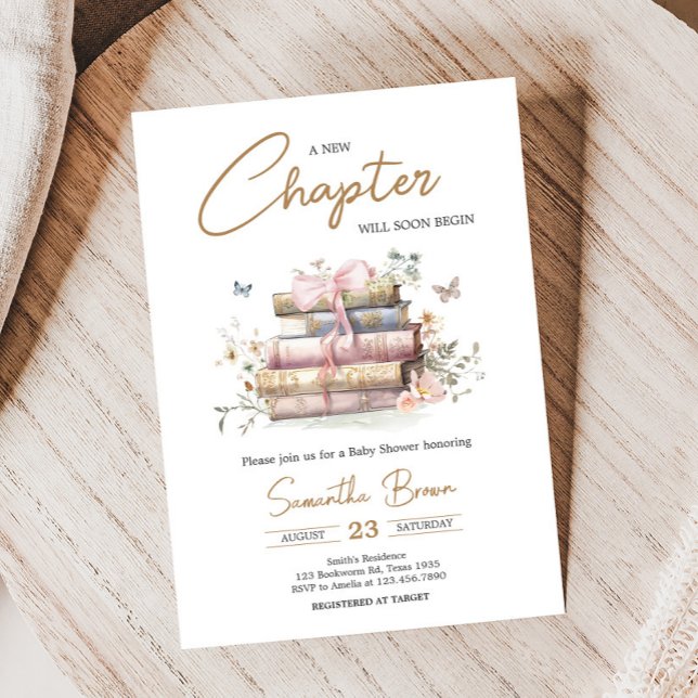 Neues Kapitel fängt Storybook Babydusche an Einladung (Whimsical New Chapter Begins Storybook Baby Shower Invitation)