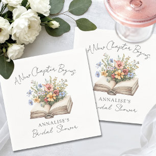 Neues Kapitel Florales Buch Brautparty Serviette