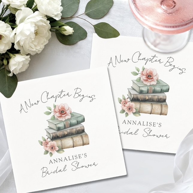Neues Kapitel Florales Buch Brautparty Serviette (New Chapter Floral Book Bridal Shower Napkins)