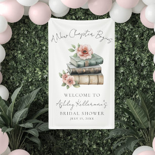 Neues Kapitel Florales Buch Hochzeitsdusche Willko Banner