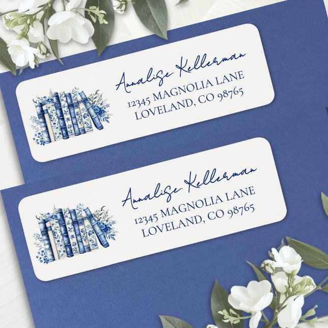 Neues Kapitel Florales Buch Rücksendeadresse (New Chapter Floral Book Return Address Label )