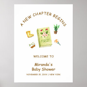 Neues Kapitel Garten Buch Kinderdusche Willkommen Poster
