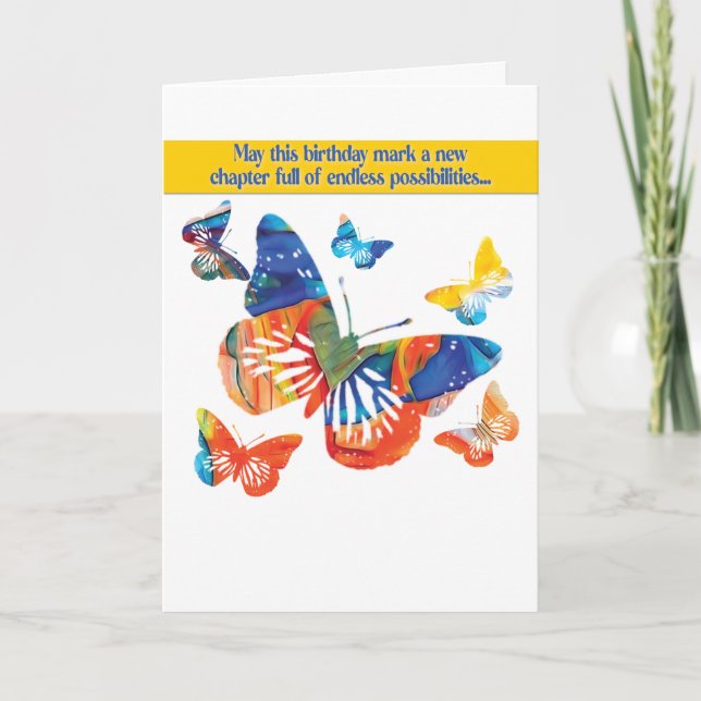 Neues Kapitel Geburtstagskarte Karte (Vorderseite)