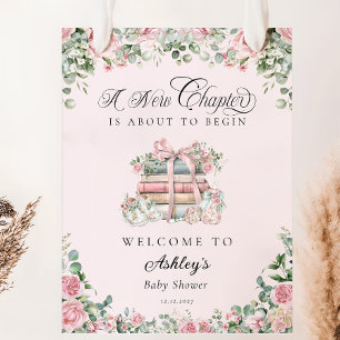 Neues Kapitel Pink Bow Blumenblütendusche Begrüßun Poster