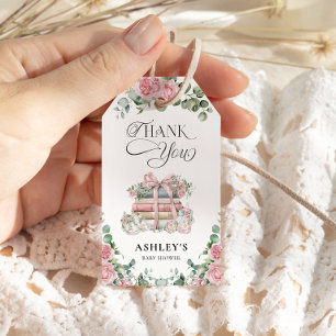 Neues Kapitel Pink Floral Bow Baby Dusche Vielen D Geschenkanhänger
