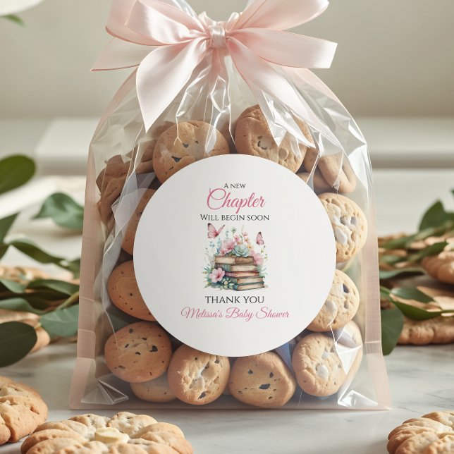 Neues Kapitel Pink Girl Storybook Kinderdusche Runder Aufkleber (Von Creator hochgeladen)