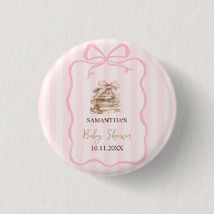 Neues Kapitel Rosa Bogen Streifen Baby Shower Button
