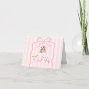 Neues Kapitel Rosa Bogen Streifen Baby Shower Dankeskarte