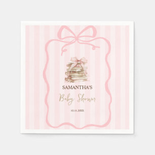 Neues Kapitel Rosa Bogen Streifen Baby Shower Serviette