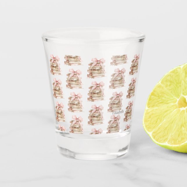 Neues Kapitel Rosa Bogen Streifen Schnapsglas (Vorderseite)
