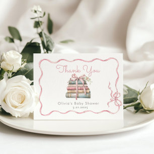 Neues Kapitel Rosa Schleife Baby Shower Dankeskarte