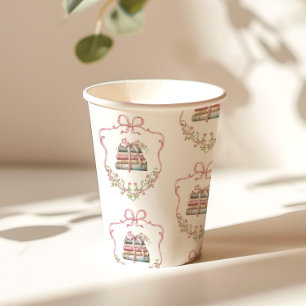 Neues Kapitel rosa Schleife Vintage-Baby-Party Pappbecher