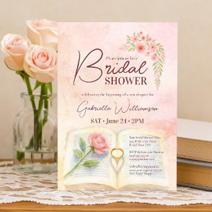 Neues Kapitel Rose & Ring Shadow Brautparty Einladung