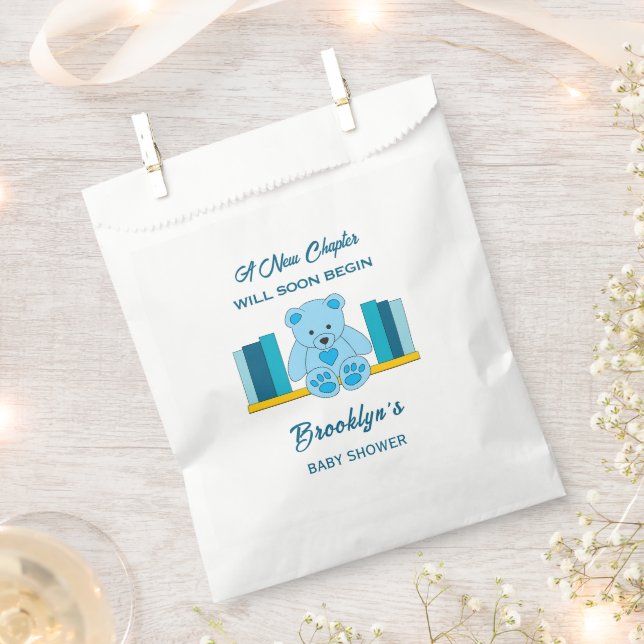 Neues Kapitel Storybook Baby Dusche Blue Teddy Bea Geschenktütchen (Ausgeschnitten)