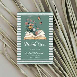 Neues Kapitel Storybook Buch Blumen Babyparty Dankeskarte