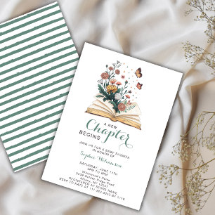 Neues Kapitel Storybook Buch Blumen Babyparty Einladung