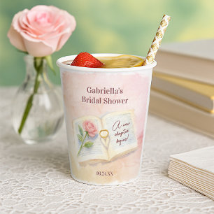 Neues Kapitel Storybook Rosa Brautparty Pappbecher