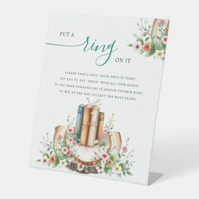 Neues Kapitel Storybook Setzen Sie ein Ring-Brautp Sockelschild (Vorderseite)