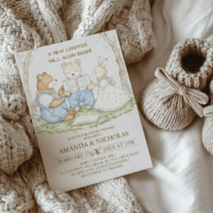 Neues Kapitel Storybook Wald Baby Shower Einladung