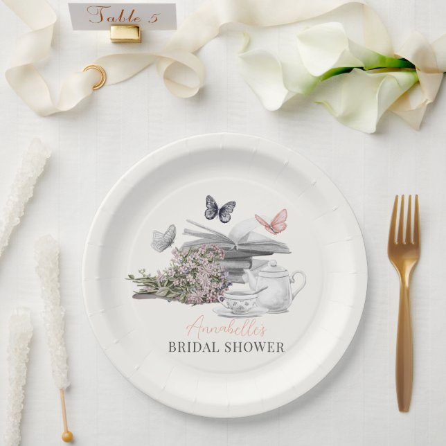 Neues Kapitel Tee Set Rosa Buch Brautparty Pappteller (Hochzeit)