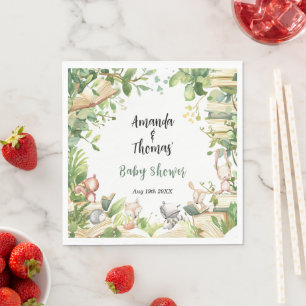 Neues Kapitel Waldtiere Baby Shower Serviette