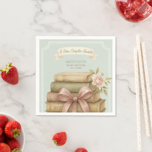Neues Kapitel wartet auf Pink Bow Baby Dusche Serviette