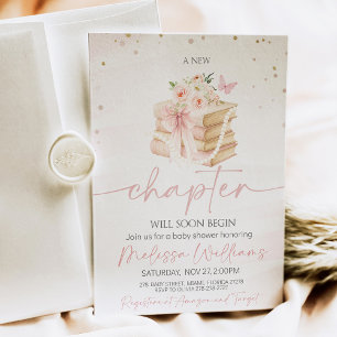 Neues Kapitel wilde Blumen Schmetterlinge Baby Sho Einladung