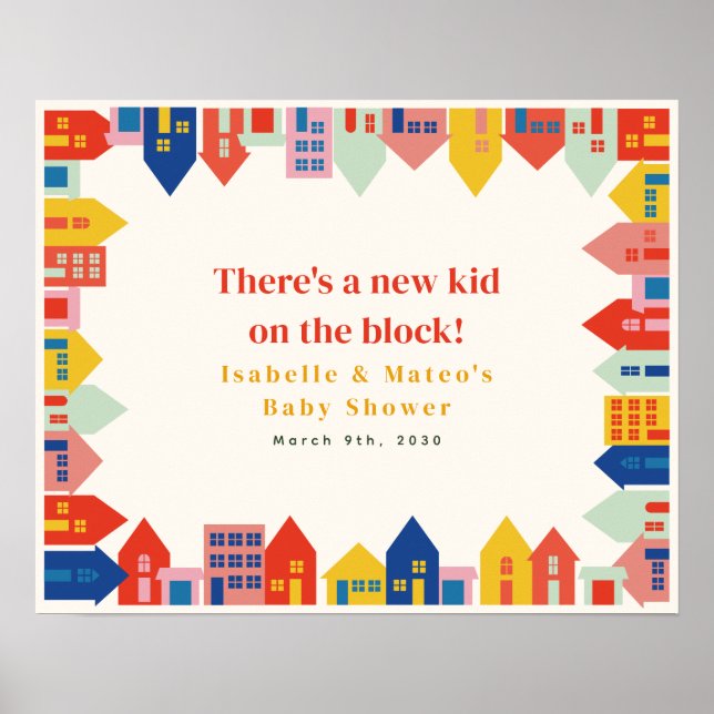 Neues Kind auf der BlockNeighborhood Baby-Dusche Poster (Vorne)
