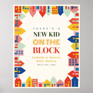 Neues Kind auf der Blockneutralheimatdusche Poster