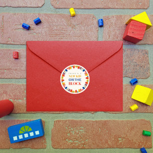 Neues Kind auf der Blockneutralheimatdusche Runder Aufkleber