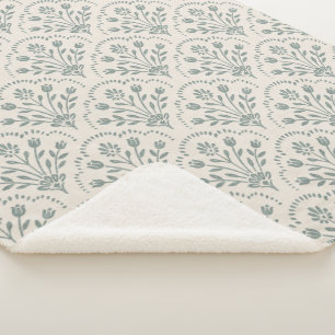 Neues Landhaus-Salbei-Grün-Blumen-Skalop-Muster Sherpadecke