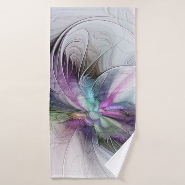 Neues Leben, buntes Abstraktes Fraktal Kunstfantas Badehandtuch (Badehandtuch)