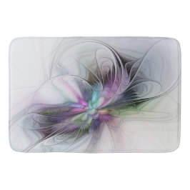 Neues Leben, buntes Abstraktes Fraktal Kunstfantas Badematte