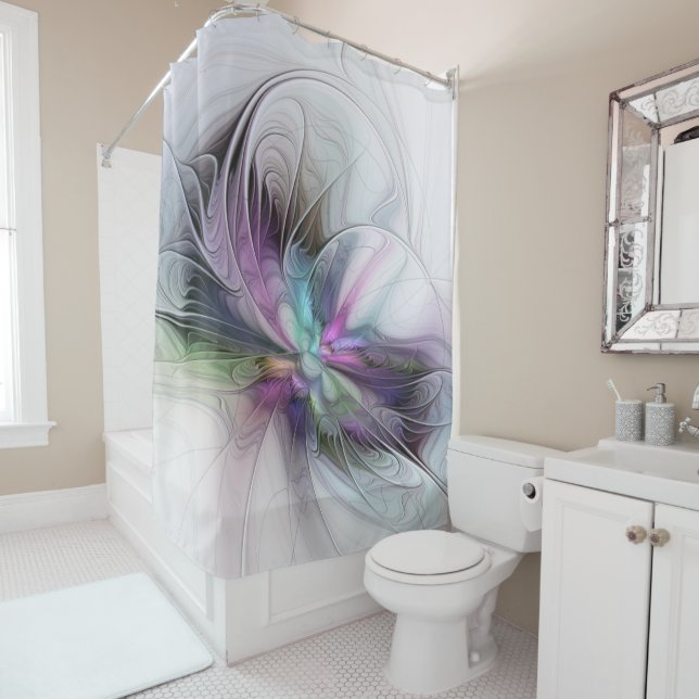 Neues Leben, buntes Abstraktes Fraktal Kunstfantas Duschvorhang (Beispiel)