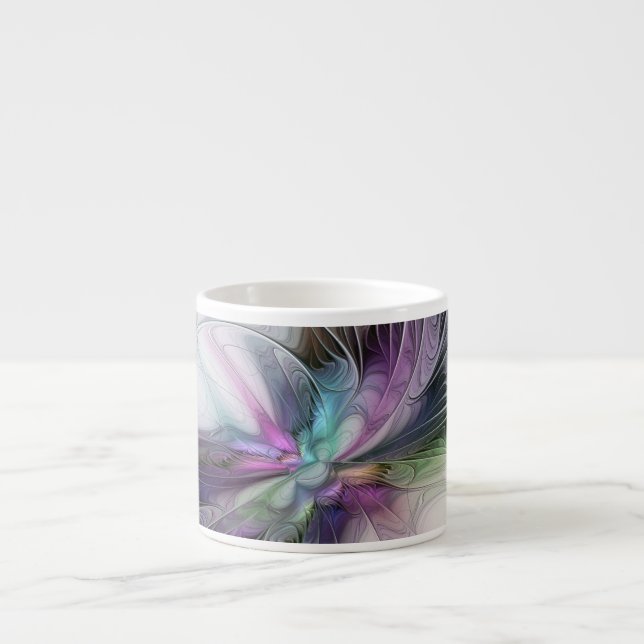 Neues Leben, buntes Abstraktes Fraktal Kunstfantas Espressotasse (Vorderseite)
