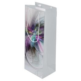 Neues Leben, buntes Abstraktes Fraktal Kunstfantas Geschenktüte Für Weinflaschen