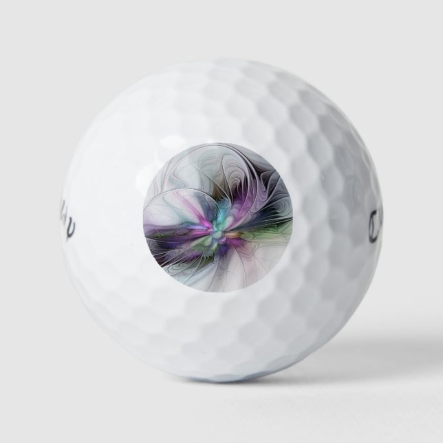 Neues Leben, buntes Abstraktes Fraktal Kunstfantas Golfball (Vorderseite)