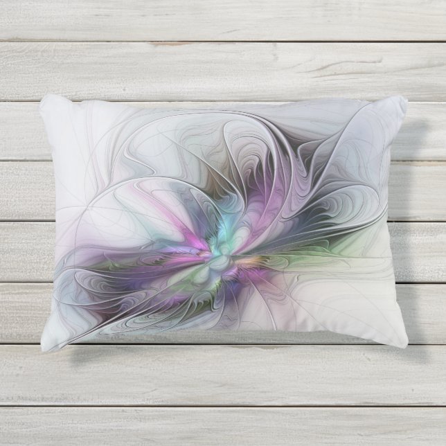 Neues Leben, buntes Abstraktes Fraktal Kunstfantas Kissen Für Draußen (Vorderseite)