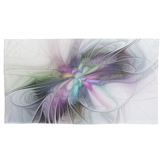 Neues Leben, buntes Abstraktes Fraktal Kunstfantas Kissenbezug (Vorderseite)