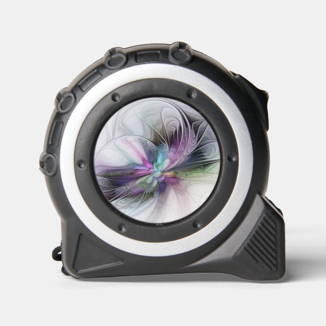 Neues Leben, buntes Abstraktes Fraktal Kunstfantas Maßband (Vorderseite)