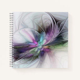 Neues Leben, buntes Abstraktes Fraktal Kunstfantas Notizbuch